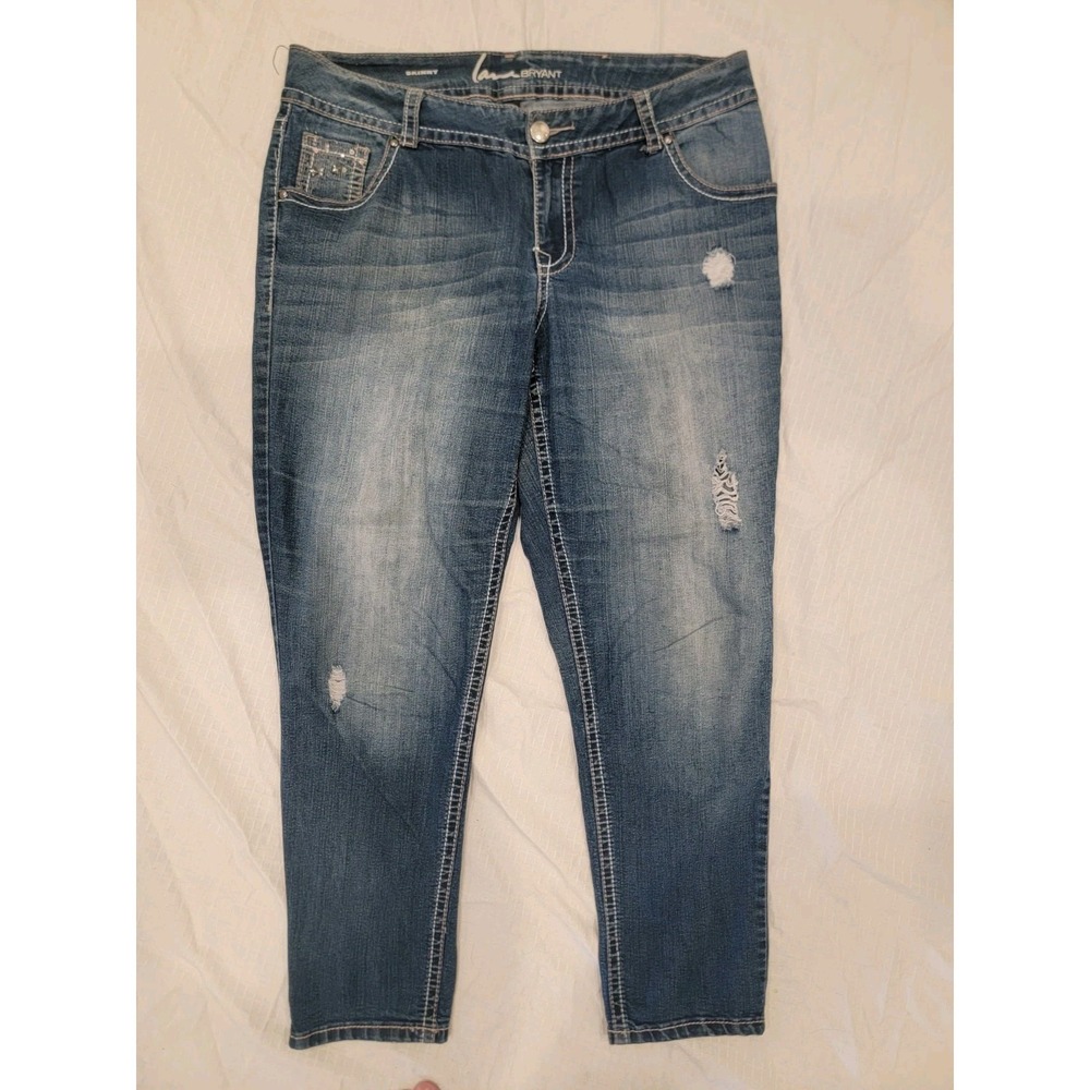 Lane‎ Bryant jeans: Skinny Fit, Thick Stitching, Sequins, Distressed Womens 14